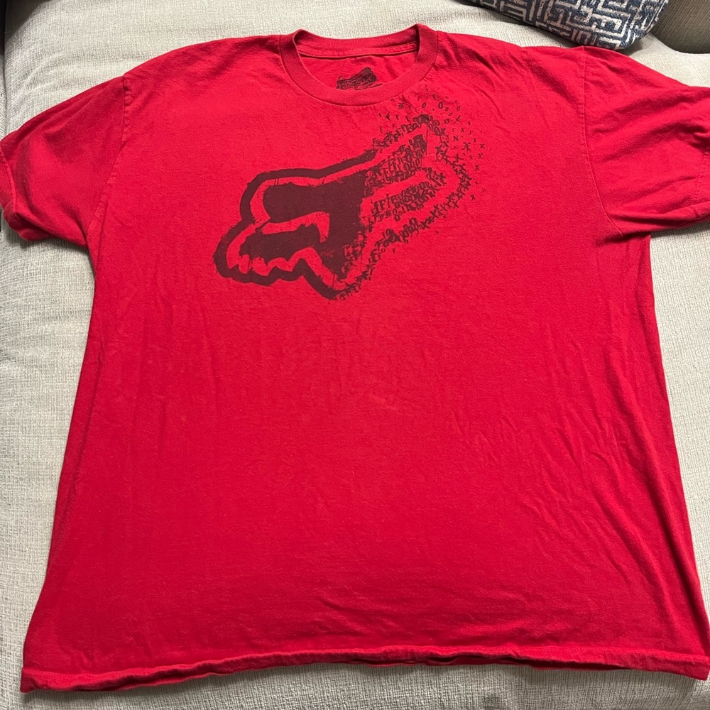 Fox Racing T-Shirt Men’s Red Short Sleeve Size XL Y2K Streetwear Goth